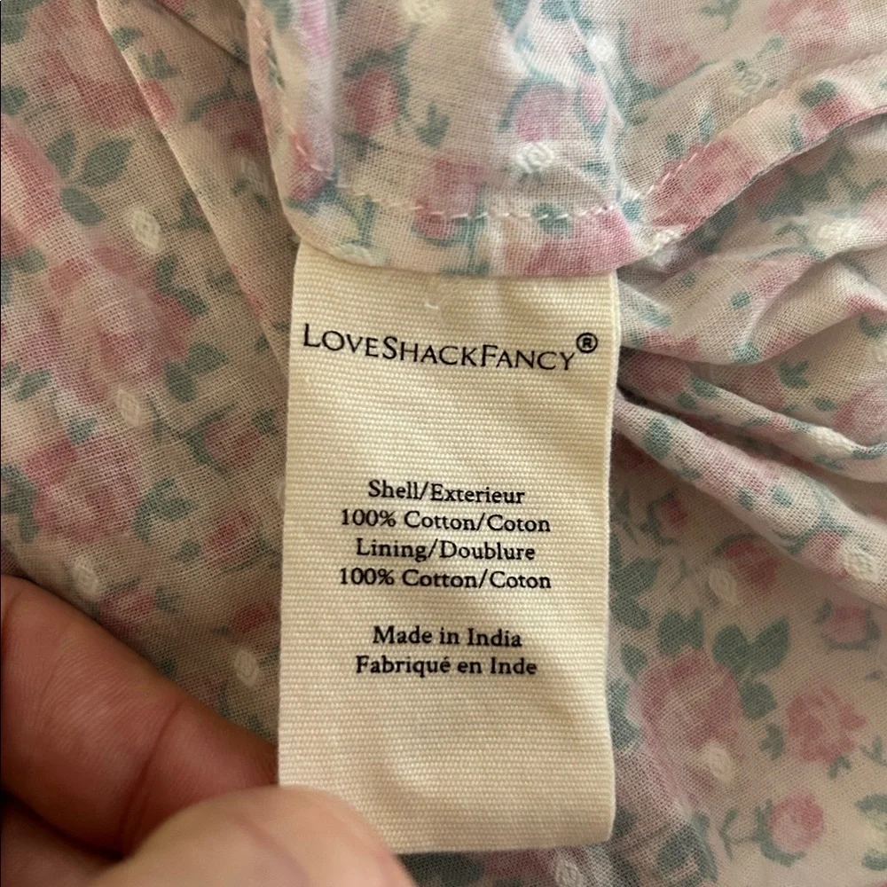 LoveShackFancy Ensley Mini Dress Candy Heart Smocked Puff Sleeve S